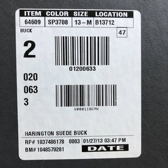 J Crew Harrington Suede Bucks NWT NOS Men's 13 White - Picture 5 of 6